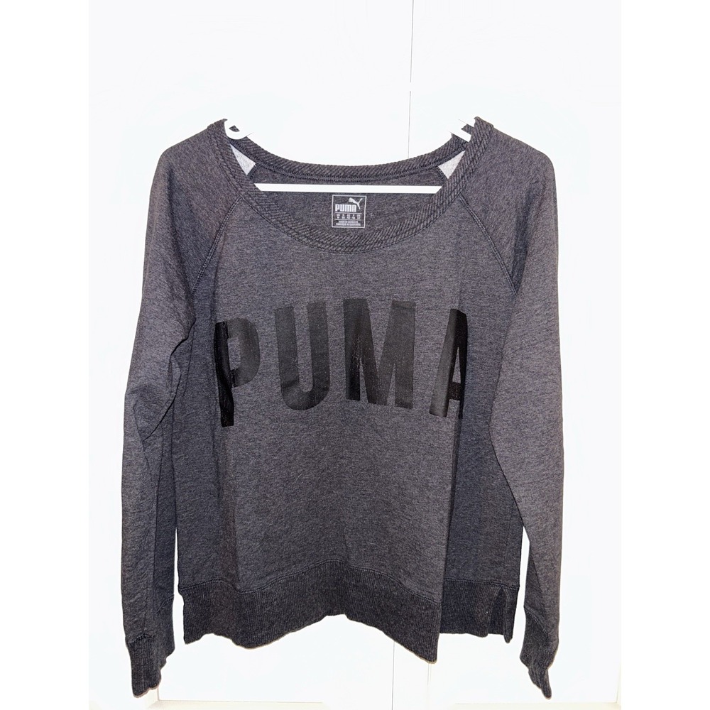PUMA Logo Athleisure Activewear Gray Pullover Sweater Women's Medium